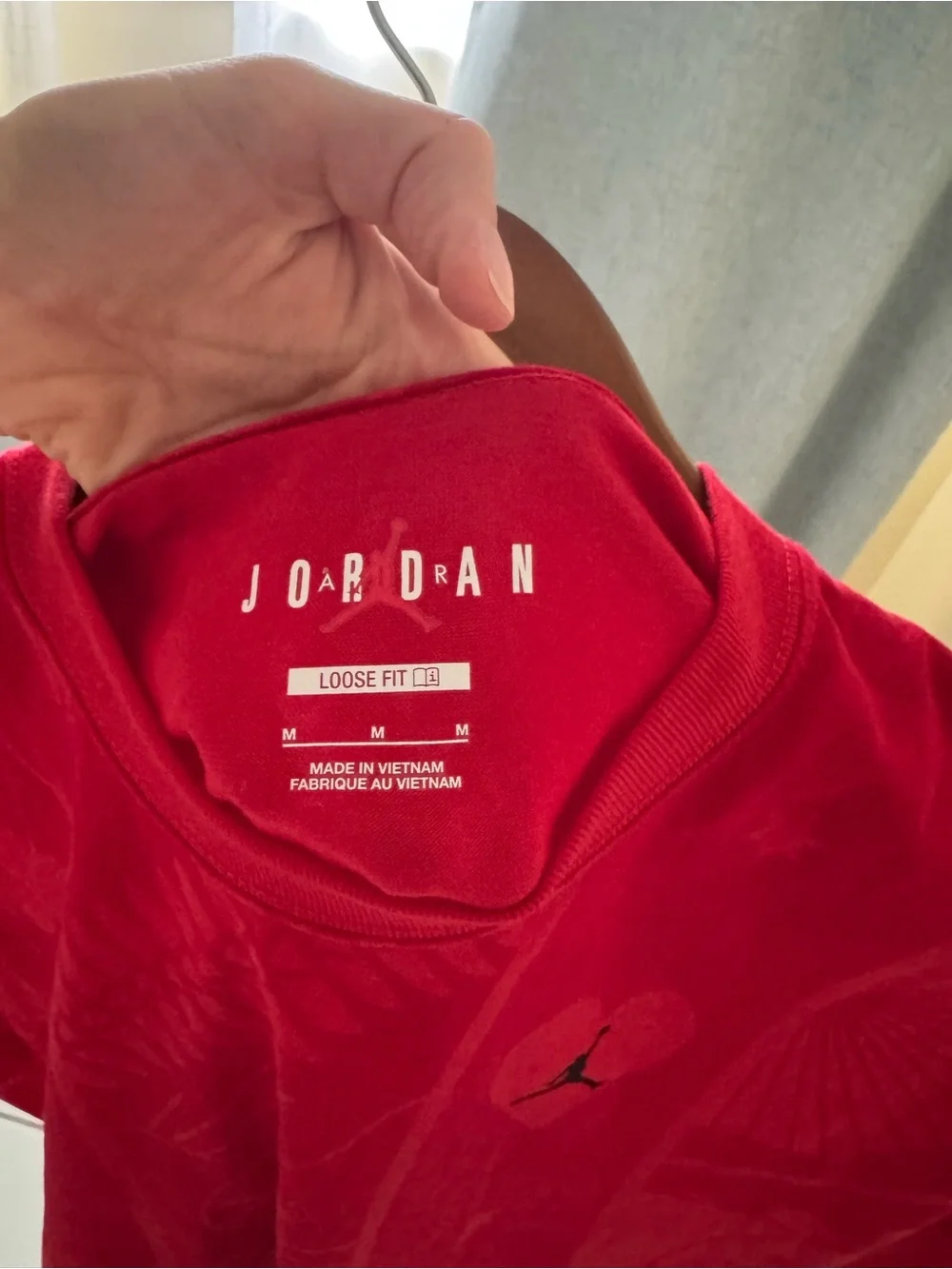 Jordan Red Short Sleeve Graphic Tee with Black Jumpman